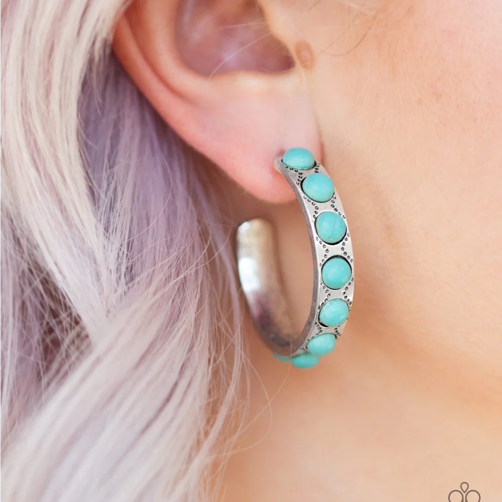 Turquoise Hoop Earrings paparazzi western watering e27